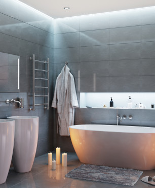 Badezimmer mit Designer-Waschbecken