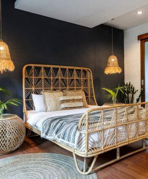 Bett im Boho-Stil