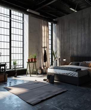 Loft-Schlafzimmer im industriellen Stil