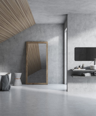 Minimalistisches Badezimmer in Grau